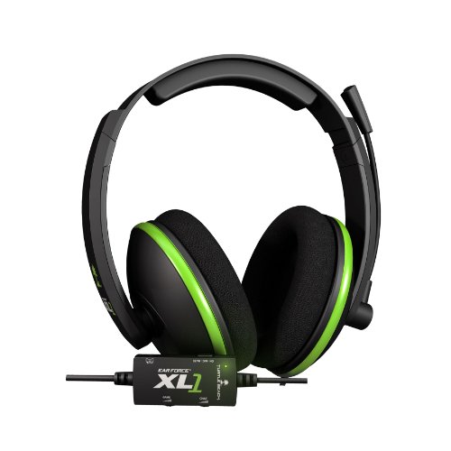 Turtle Beach Ear Force XL - Auriculares de diadema cerrados USB (con micrófono, control remoto integrado, USB), negro y verde