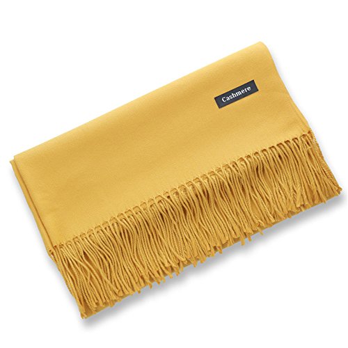 Ueither Gran Bufanda de Mujer Estilo Cachemira Pashmina, de Tacto Suave y Confortable, Grande, Con Borlas, es Un Fular, Chal o Mantita Ligera Que Abriga Con Calidez (Amarillo)