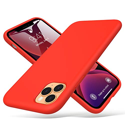 ULAK Funda Silicona Liquida Compatible para iPhone 11 Pro MAX, Carcasa Silicona Líquida 3 en 1 Funda Protectora Fina Parachoques Prueba de Golpes Suave Caso para iPhone 11 Pro MAX 6,5 Pulgadas - Roja