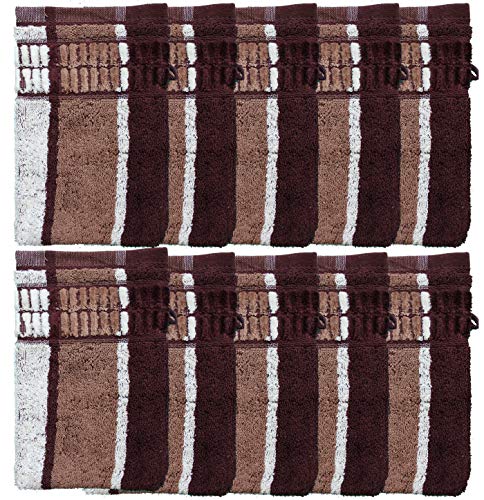 Unbekannt - Juego de 10 manoplas de baño (rizo, 15 x 22 cm, 100% algodón), diseño de flores, color marrón