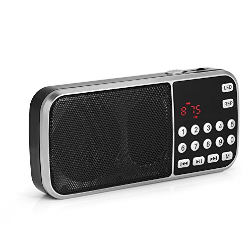 VBESTLIFE Mini Radio FM Portátil Reproductor de MP3 Música con Función de Linterna LED Modo USB / TF / FM / AUX Altavoz Incorporado Soporte Tarjeta TF, disco U