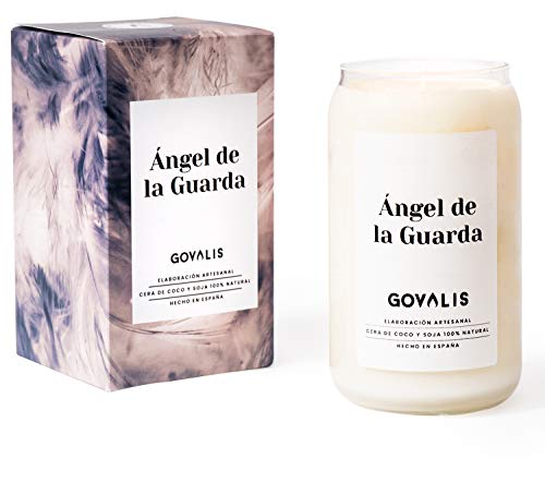 Vela Aromática Ángel de la Guarda | Cera de Soja 100% Natural | 70-90 horas, Vela Perfumada Grande en Vaso, Flor de loto, Regalos Originales para Mujer, Protección Hogar, Decoración, Yoga, Baño