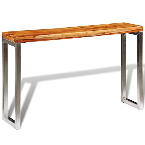 vidaXL Mesa marrón Consola de Madera Sheesham con Patas de Acero Hecha a Mano vidaXL Mesa marrón Consola de Madera Sheesham con Patas de Acero Hecha a Mano