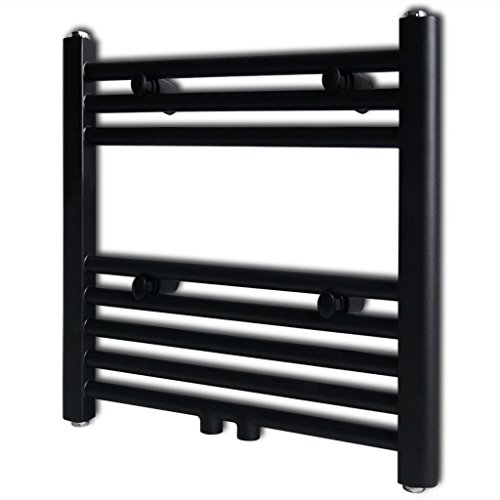 vidaXL Radiador toallero Recto Calefactor Central de baño 480 x 480 mm Negro