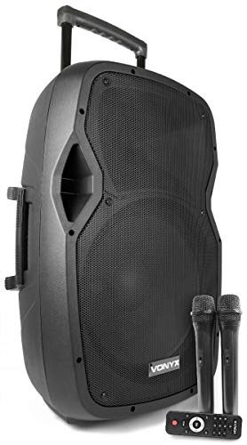 Vonyx altavoz portátil AP1500PA con bateria 15", 2 micrófonos inalámbricos conexion usb bluetooth Vonyx altavoz portátil AP1500PA con bateria 15", 2 micrófonos inalámbricos conexion usb bluetooth