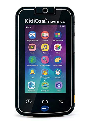 VTech - Kidicom Advance, dispositivo inteligente para niños, pantalla táctil 5" HD, objetivo giratorio 180º para fotos, selfis y vídeos, control parental, juegos, color negro (80-186622)
