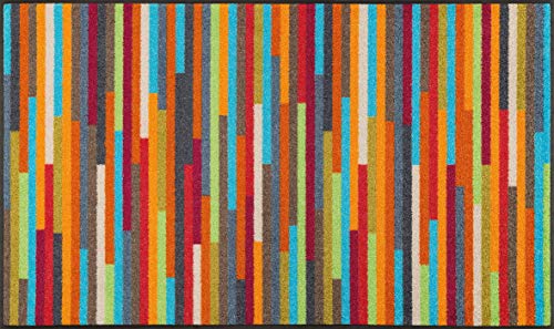 Wash&Dry Mikado Stripes Felpudo, acrílico, carbón, 75 x 120 x 0.7 cm