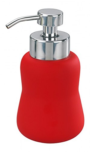 Wenko Espuma jabón Dispenser-favara Rojo, de cerámica con Revestimiento de Tacto Suave, dispensador de jabón, jabón líquido Dispenser- Espuma dispensador de jabón
