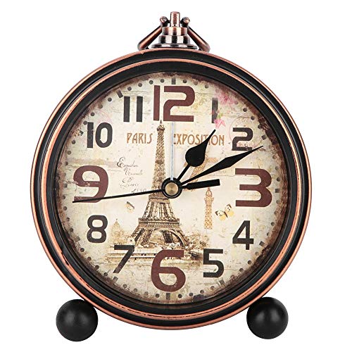 Wifehelper Relojes de Alarma de Estilo Retro, Escritorio Vintage Reloj Despertador Junto a la Cama Mini Reloj de Alarma Vintage sin tictac Accesorios de decoración del hogar