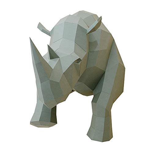 WLL-DP Rompecabezas De Origami con Apariencia De Rinoceronte, Modelo De Papel 3D, Juguete De Papel Hecho A Mano, Decoración Geométrica De Pared, Escultura De Papel, Artesanía De Papel Precortada