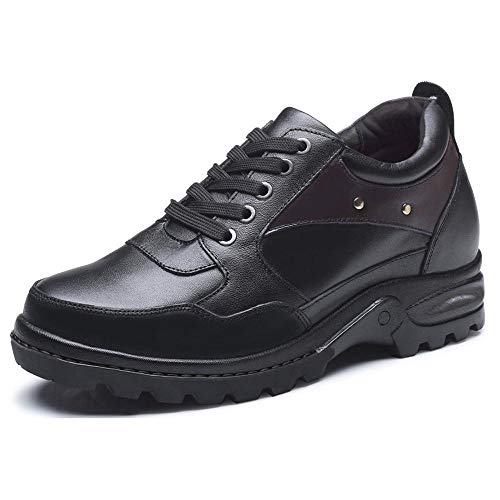 XZHFC Otoño/Invierno Zapatos De Los Hombres De Los Zapatos En Cuero con El Aumento De Altura-Ligero Y Versátil De Los Zapatos Ocasionales Aumentar Invisible De 9 Cm Black-37=235mm