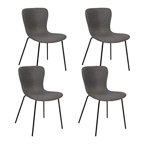 Yata Home – Juego de 4 sillas de comedor de 45 x 40 x 77 cm, estilo escandinavo, tela imitación de lino, patas de metal, comedor, salón, oficina, dormitorio (gris 2 – lino de imitación)