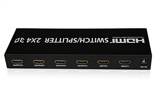 YATEK Switch HDMI 2x4 YK-0204 resolucion 4K x 2K, soporta 3D, Seleccione, amplifique y multiplique la señal HDMI