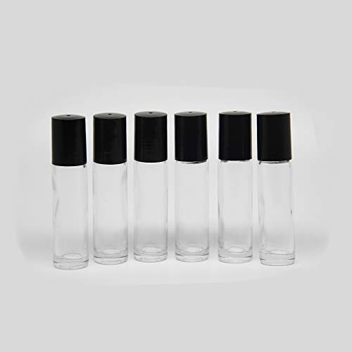 Yizhao Transparente Botellas Roll On Cristal para Aceites Esenciales 10ml, con Roll-on Bola de Acero Inoxidable, para Aceites Esenciales, Masajes, Aromaterapia, Botella de Laboratorio – 6 Pcs
