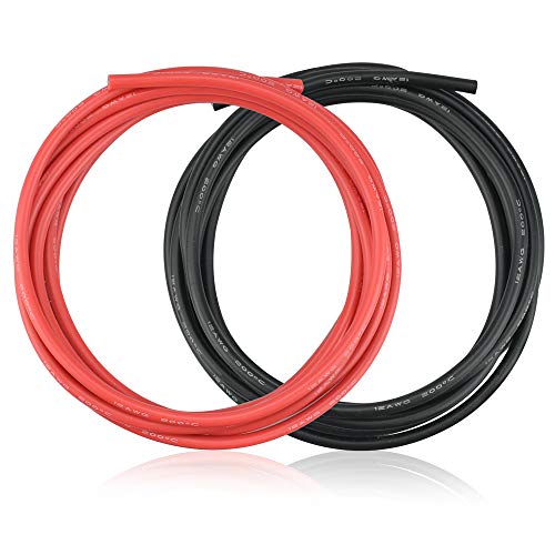 YOUKCDT 2 raíces 12 AWG Cable electrónico, 680 hilos de 0,08 mm, cable de silicona, color negro y rojo, 2,5 metros de largo, resistente a altas temperaturas, alambre de cobre para RC – Dron