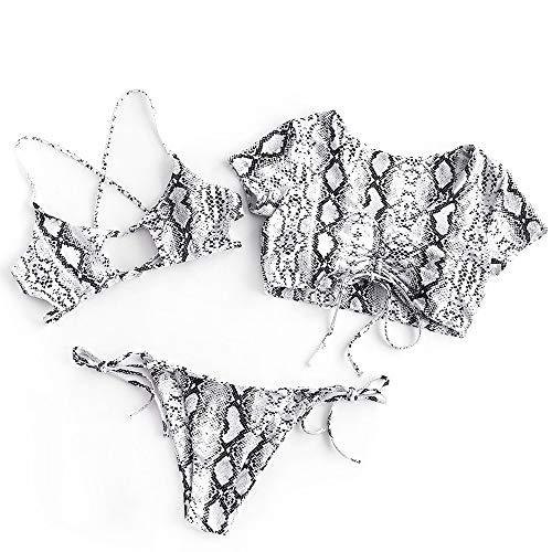 ZAFUL Juego de Bikini Acolchado de Dos Piezas, impresión Tie-Dye, Corbata Hueca triángulo bañador para Verano (Patrón de Serpiente, L)