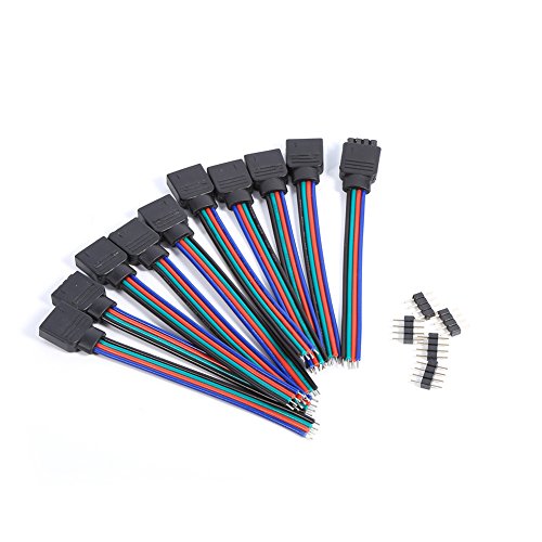 Zerodis 10CM 4 Pin RGB Cable de Extensión de La Línea de Alambre para La Tira de LED RGB 5050 3528 Cable, 10 unids