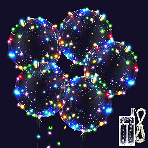 10 PCS LED Bobo Globos - Zodight 18 Pulgadas Globos Luminoso Transparente Globo de Helio con LED Muticolores, Decoración para Cumpleaños, Fiesta, Boda, Navidad, día de San Valentín