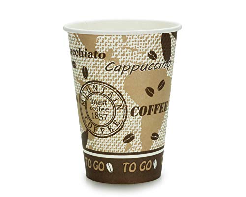100 tazas de café, vasos de cartón para llevar, vasos con capacidad de 180 ml y bonito diseño.