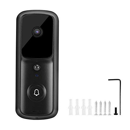 1080P WiFi Video Doorbell, 1080P HD Wireless WiFi Smart Video Doorbell App Monitoreo Remoto Seguridad Visión Nocturna Impermeable Timbre Soporte Intercomunicador bidireccional/Detección PIR(Negro)