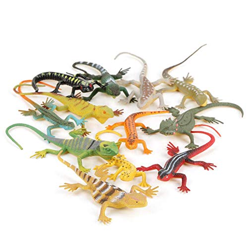 12 unids Set coloridos patrones de lagarto simulados niños Juguetes animales accesorios de enseñanza herramientas para niños mayores de 3 años