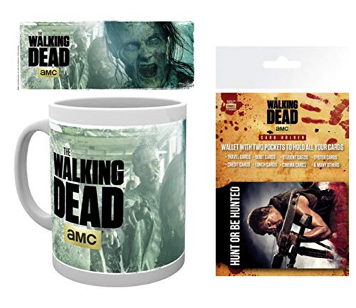 1art1 The Walking Dead, Zombies 2 Taza Foto (9x8 cm) Y 1 The Walking Dead, Tarjeteros para Tarjetas De Crédito (10x7 cm)