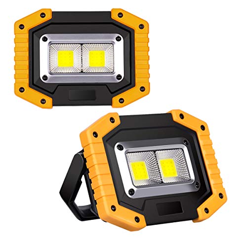 2-Pack Luz de Trabajo LED Recargable, Luz de Inundación Portátil 30W USB, 3 Modos, Linterna al Aire Libre Impermeable para la Reparación de Automóviles, Camping, Luces de Seguridad de Emergencia