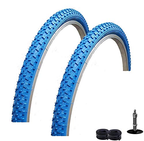 2 x maxxi4you Neumático de la Bicicleta Abrigo Cubierta 26 X 1,75-47-559 Azul + 2 Mangueras Dv