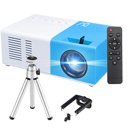 【2020 Nueva Versión】 Mini Proyector, 1080P Full HD Soporta, 100'' Proyección 3000 Lúmenes LED Portátil Proyectores Cine en Casa Audio Hi-Fi Compatible con HDMI, AV, TF, USB, Smartphone Laptop