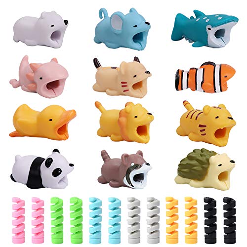 24 Protectores Cable de Carga para iPhone/iPad/Airpods/iwatch/Auriculares, Protector de Cable de Carga USB de Animal Lindo y Protector de Cable Flexible en Forma de Resorte de Tubo en Espiral 24 Protectores Cable de Carga para iPhone/iPad/Airpods/iwatch/Auriculares, Protector de Cable de Carga USB de Animal Lindo y Protector de Cable Flexible en Forma de Resorte de Tubo en Espiral
