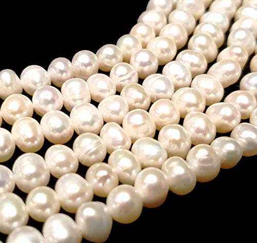 25 perlas de agua dulce, perlas cultivadas, 6 mm, color blanco, grano de arroz natural, barroco, piedras preciosas, para enhebrar, perlas de piedra preciosa D545