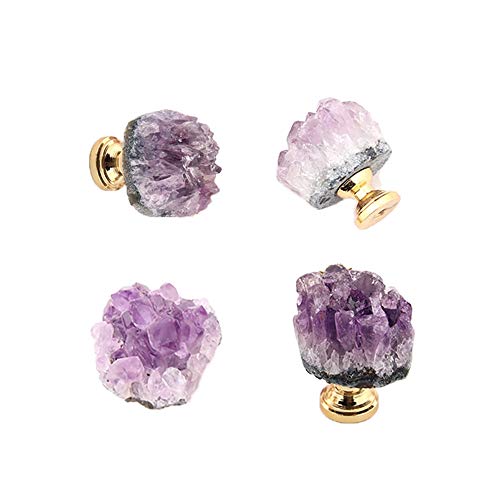 4Piezas Pomos de Cristal Amatista, Pomo para Muebles, Perillas de Amatista Natural, Manijas de perillas de gabinete para aparador de cajones de gabinete, con tornillos 4Piezas Pomos de Cristal Amatista, Pomo para Muebles, Perillas de Amatista Natural, Manijas de perillas de gabinete para aparador de cajones de gabinete, con tornillos