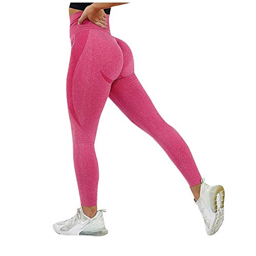 88AMZ Leggings Push Up para Mujer Sin Costuras Mallas Pantalones Cintura Alta Yoga Leggings Pantalón Moda para Fitness Running Deporte Elásticos y Transpirables (Rojo, L)