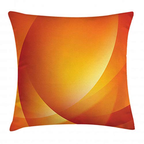 ABAKUHAUS Naranja Funda para Almohadar, Suaves Líneas Coloridas Espiraladas Sol Abstracto Energía Curvas Arte, Material Lavable para Uso en Interiores y Exteriores, 45 x 45 cm, Naranja Oscuro