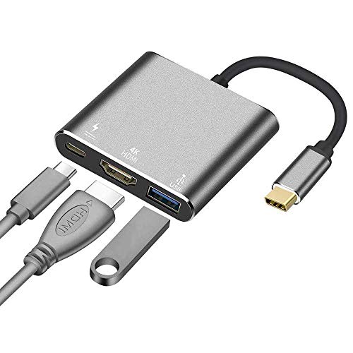 Adaptador USB C a HDMI 4K, multipuerto Tipo C Adaptador con USB 3.0 + Puerto de Carga USB C convertidor Digital USB C Hub Compatible con MacBook Pro, Google Chromebook, HP, Samsung S8/S9 y más Adaptador USB C a HDMI 4K, multipuerto Tipo C Adaptador con USB 3.0 + Puerto de Carga USB C convertidor Digital USB C Hub Compatible con MacBook Pro, Google Chromebook, HP, Samsung S8/S9 y más