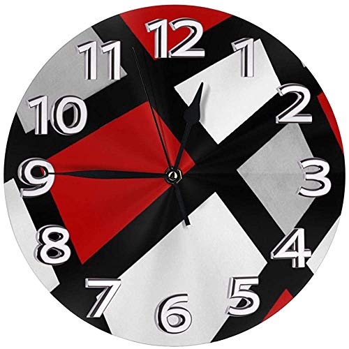 AEMAPE Reloj de Pared Redondo Rojo Gris Negro Blanco Geométrico PVC Reloj Círculo Reloj de Pared AEMAPE Reloj de Pared Redondo Rojo Gris Negro Blanco Geométrico PVC Reloj Círculo Reloj de Pared