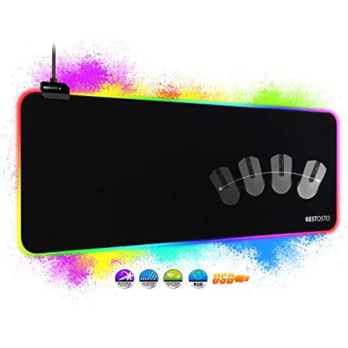 Alfombrilla RGB Alfombrilla Gaming XXL - Alfombrilla de Ratón RGB con 14 Modos de Luz, Alfombrilla Raton Gaming con USB Impermeable Antideslizante, Alfombrillas Gaming RGB para PC y Jugador Alfombrilla RGB Alfombrilla Gaming XXL - Alfombrilla de Ratón RGB con 14 Modos de Luz, Alfombrilla Raton Gaming con USB Impermeable Antideslizante, Alfombrillas Gaming RGB para PC y Jugador