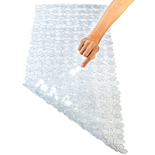 Alfombrillas de vinilo antideslizantes antideslizantes de vinilo Pebble para bañera de ducha, 70x36 CM, transparente