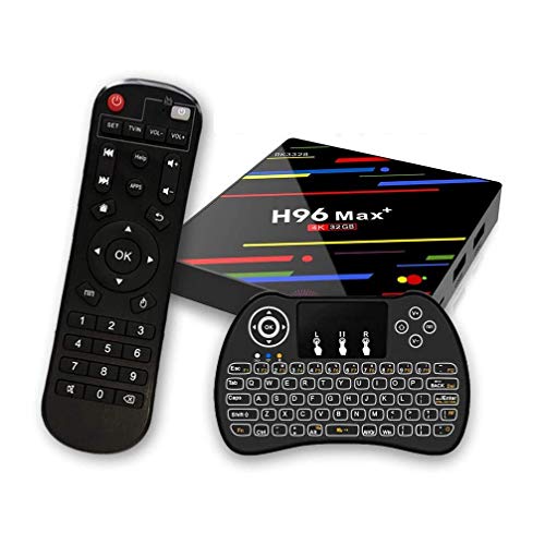 Android 9.0 TV Box,H96 MAX+ Smart TV Box con RK3328 Quad Core CPU,4GB RAM/64GB ROM Admite 4K 3D 2.4GHz/5.0GHz WiFi Bluetooth 4.0 con Mini Wireless Backlight Keyboard Android 9.0 TV Box,H96 MAX+ Smart TV Box con RK3328 Quad Core CPU,4GB RAM/64GB ROM Admite 4K 3D 2.4GHz/5.0GHz WiFi Bluetooth 4.0 con Mini Wireless Backlight Keyboard