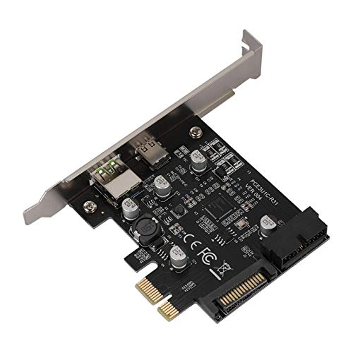 Annadue Tarjeta de Red de expansión PCI, Tarjeta convertidora USB C, Tarjeta adaptadora USB3.1 Tipo C, Carga rápida BC1 Frontal de 19 Pines, Compatible con USB 3.0, USB 2.0 y USB 1.1