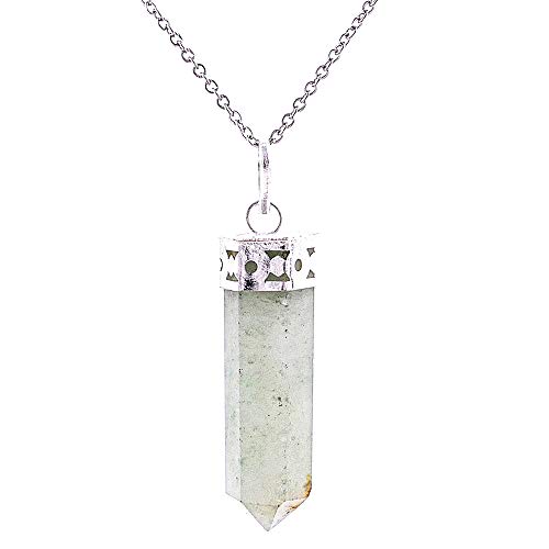 ARITZI - Colgante Delicado de bisutería de Metal con Punta en Piedra Natural - Incluye una Cadena de eslabones de 50 cm en Acero Inoxidable - Aventurina ARITZI - Colgante Delicado de bisutería de Metal con Punta en Piedra Natural - Incluye una Cadena de eslabones de 50 cm en Acero Inoxidable - Aventurina