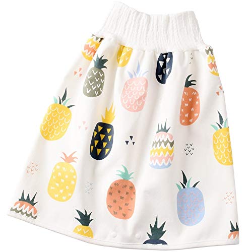 ARONTIME 3Pcs 2 en 1 cómodas Childrens pañal Falda pantalón Corto Impermeable y Absorbente Pantalones Cortos (Colorful Pineapple,4-8 Years L)