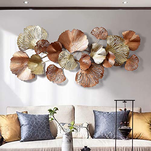 Arte De La Pared del Metal, Hoja Dorada De Ginkgo Gran Pared Decorativa De Metal Escultura De Arte Decoración Colgante(136x62cm/53 x24) Arte De La Pared del Metal, Hoja Dorada De Ginkgo Gran Pared Decorativa De Metal Escultura De Arte Decoración Colgante(136x62cm/53 x24)