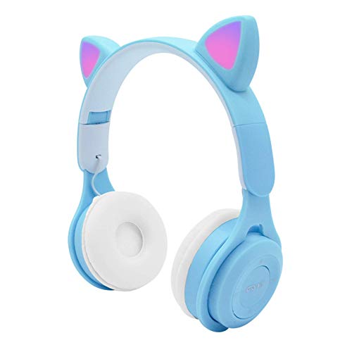 Auriculares Bluetooth con Oreja de Gato Auriculares inalámbricos Plegables con micrófono y luz LED para niñas y niños (B04)