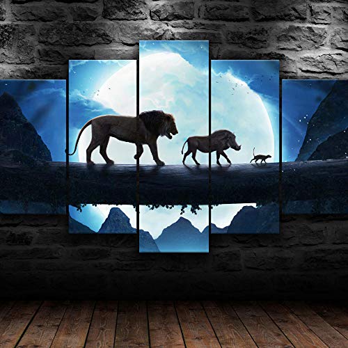AWER Lienzo no Tejido 5 Piezas El Rey León Simba Pumba Timon Arte Urbano Lienzos Cuadros Pinturas Impresión en Lienzo Diseño de la Naturaleza Innovador Regalo Enmarcado AWER Lienzo no Tejido 5 Piezas El Rey León Simba Pumba Timon Arte Urbano Lienzos Cuadros Pinturas Impresión en Lienzo Diseño de la Naturaleza Innovador Regalo Enmarcado