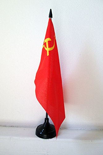 AZ FLAG Bandera de Mesa de la URSS 21x14cm - BANDERINA de DESPACHO ROJA - Comunista – SOVIÉTICA - Rusia 14 x 21 cm
