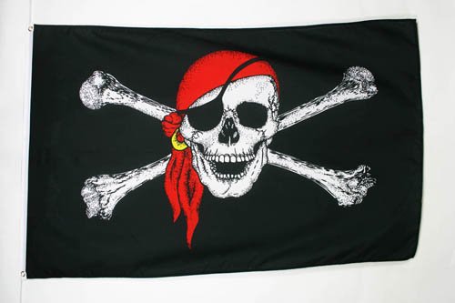 AZ FLAG Bandera Pirata con Bandana Rojo 150x90cm - Bandera con Calavera 90 x 150 cm