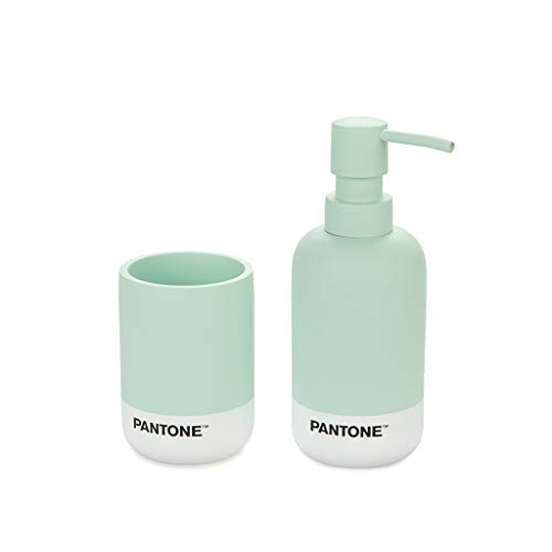 Balvi Set baño Pantone Color Verde Set de Accesorios para el baño de Calidad y diseño con Recipiente para jabón de Manos y para Colocar cepillos de Dientes Poliresina 17,5x6,9x6,9 cm Balvi Set baño Pantone Color Verde Set de Accesorios para el baño de Calidad y diseño con Recipiente para jabón de Manos y para Colocar cepillos de Dientes Poliresina 17,5x6,9x6,9 cm