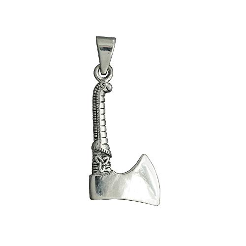 Beldiamo Colgante de plata de ley 925 vikinga triquetra 3D hacha amuleto nórdico pagano celta joyería colgante eslavo hacha de perún regalo