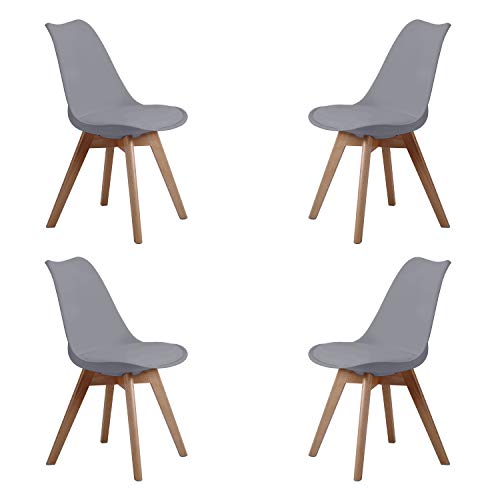 Bistro, Pack 4 Sillas de Comedor, Sillas de Salon o Cocina, Acabado en Simil Piel Gris y Madera, Medidas: 48 cm (Ancho) x 54 cm (Fondo) x 84 cm (Alto) Bistro, Pack 4 Sillas de Comedor, Sillas de Salon o Cocina, Acabado en Simil Piel Gris y Madera, Medidas: 48 cm (Ancho) x 54 cm (Fondo) x 84 cm (Alto)